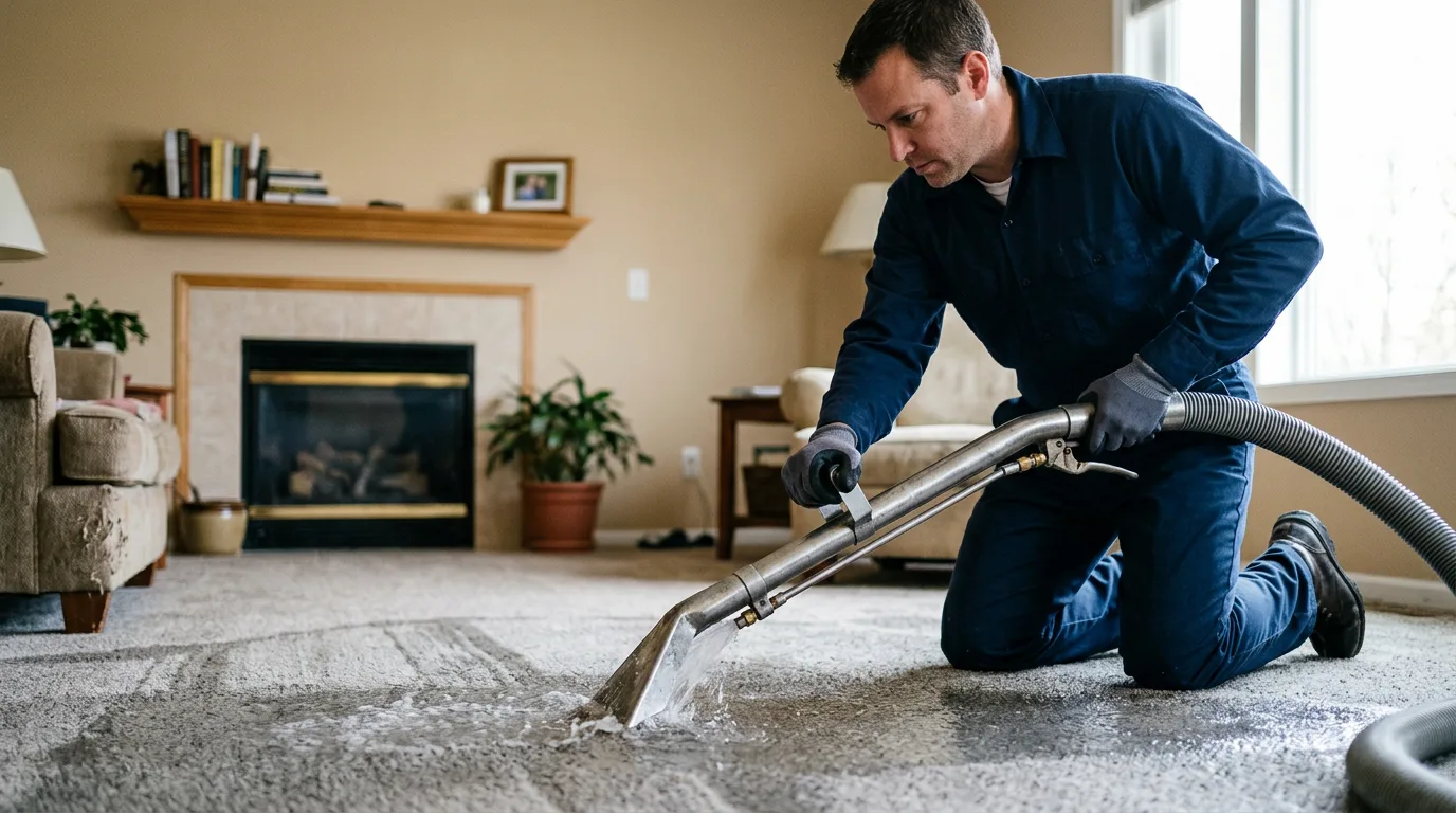 Water damage restoration technician working near New London, TX